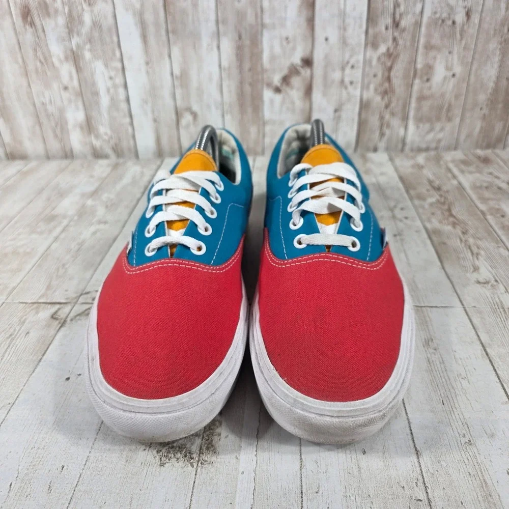 Vans Era Mens 10 Multi Color Block Red Teal Purple Yellow Canvas Skate Shoes